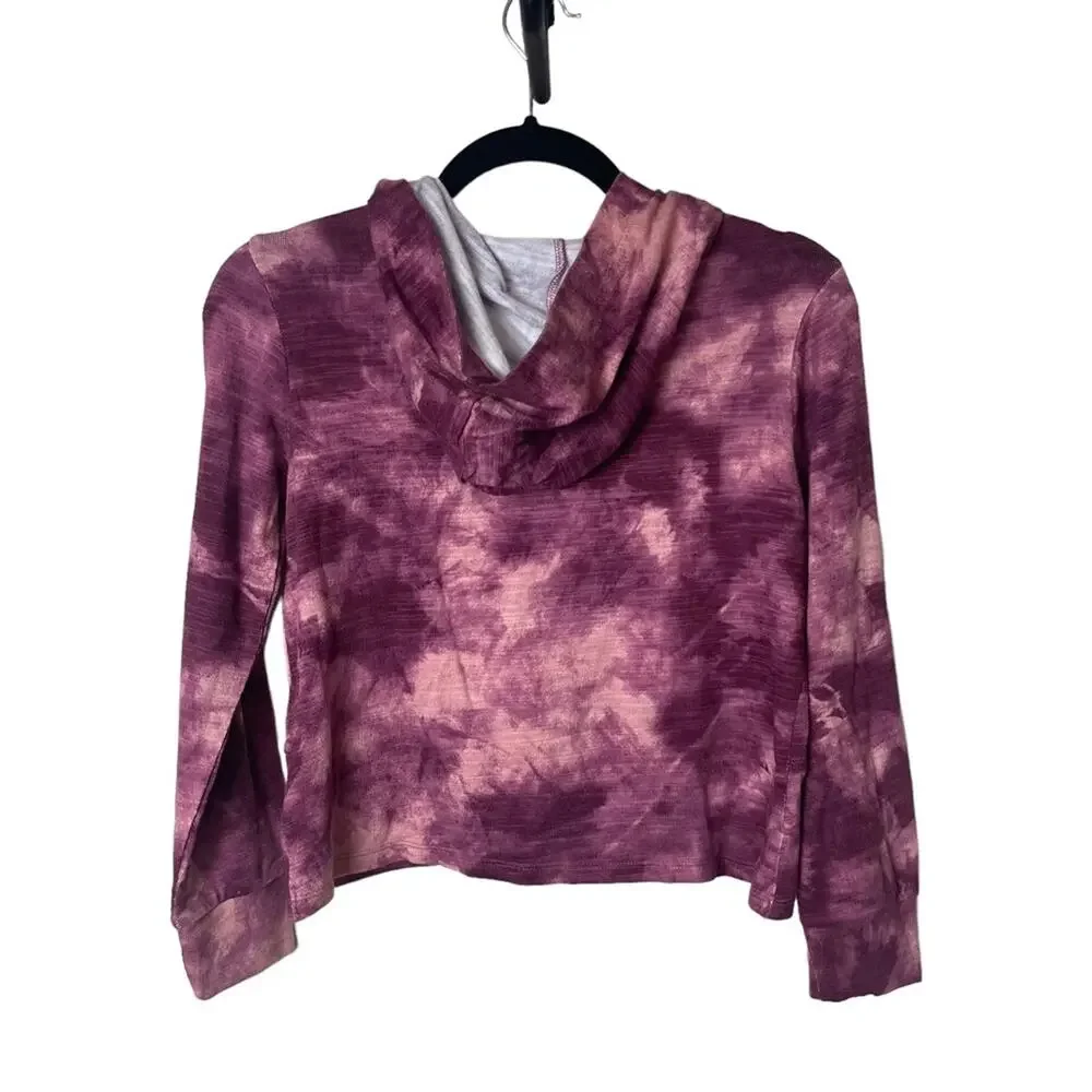 Old Navy Twist Tie Dye Long Sleeve Hoodie Raisin Pink Multi Size Large Girl